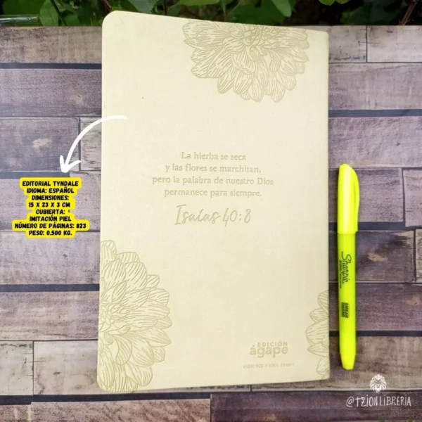 Biblia Ntv Ágape Sentipiel Floral Nueva Traducción Viviente - Image 3
