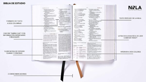 Biblia De Estudio NBLA Tapa Dura Interior Dos Colores - Image 2