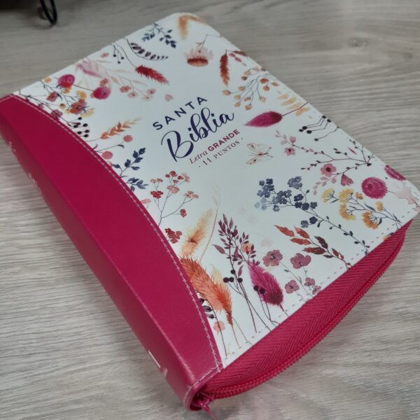 Biblia Letra Grande RV1960 Cierre imit piel con canto pintado primaveral fucsia - Image 4