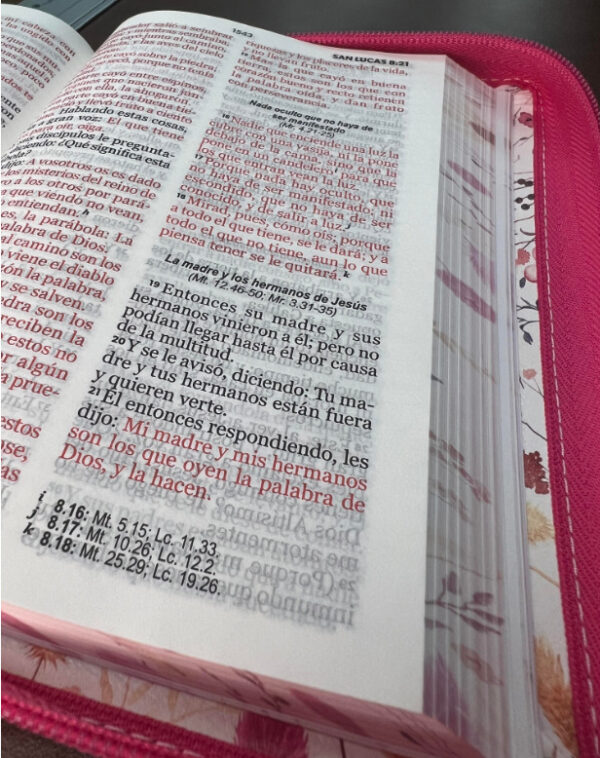 Biblia Letra Grande RV1960 Cierre imit piel con canto pintado primaveral fucsia - Image 5