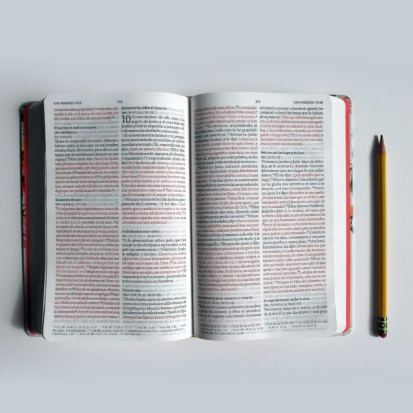 Biblia RV60 Nombres De Dios Letra Grande Tamaño Manual Tapa Dura Flores Naranja - Image 4