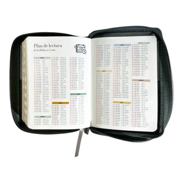 Biblia RVR 1960 de bolsillo Imit Piel Morada Cierre e índice Colección Floral - Image 4