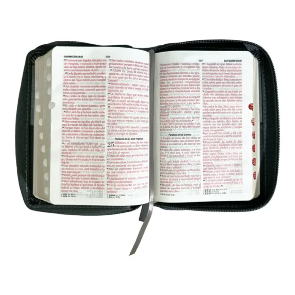 Biblia RVR 1960 de bolsillo Imit Piel Morada Cierre e índice Colección Floral - Image 5