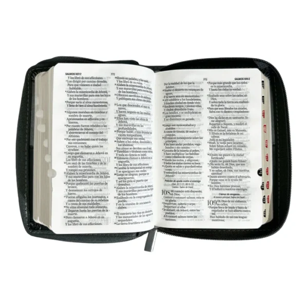 Biblia RVR 1960 de bolsillo Imit Piel Morada Cierre e índice Colección Floral - Image 6