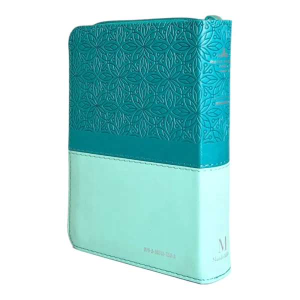 Biblia RVR 1960 de bolsillo Imit Piel Turquesa Cierre e índice Colección Floral - Image 3