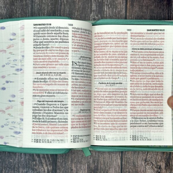 Biblia Reina Valera Letra Grande 11 Piel turquesa Cierre Colección Primaveral - Image 5