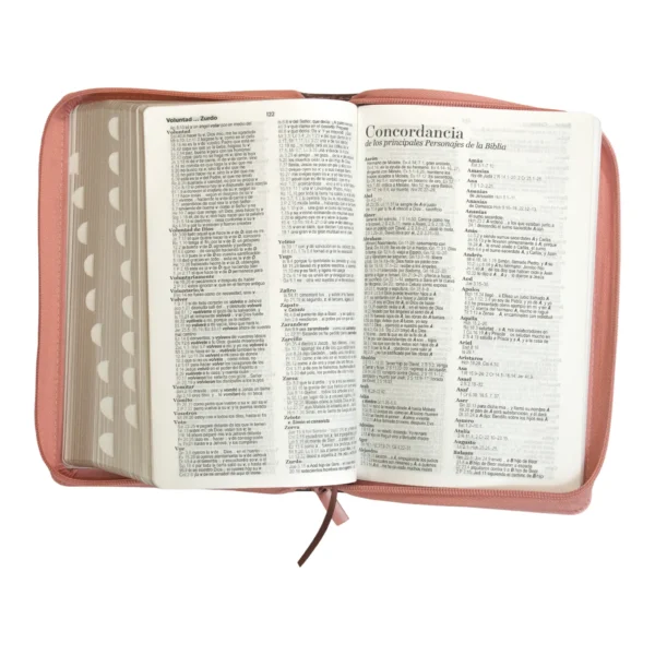 Biblia Reina Valera letra grande 11 Piel rosa/café con cierre y con índice. Colección Excelencia. - Image 4