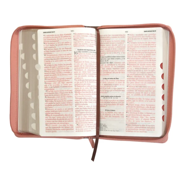 Biblia Reina Valera letra grande 11 Piel rosa/café con cierre y con índice. Colección Excelencia. - Image 5