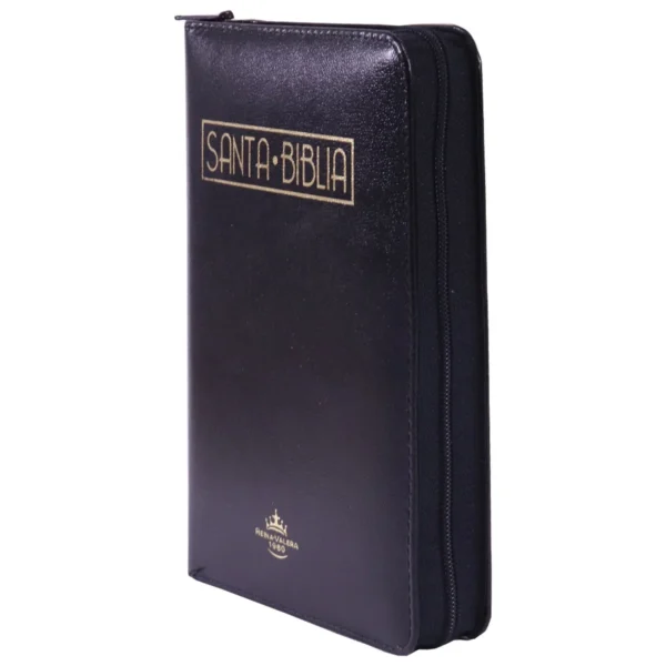 Biblia RVR 1960 Letra mediana 10 Piel Negro Canto Dorado Cierre - Image 2
