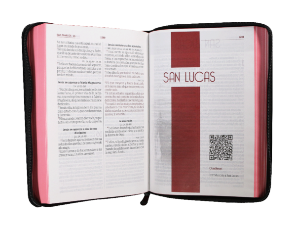 Biblia RVR 1960 Letra mediana 10 Piel Negro Canto Rojo Cierre - Image 5