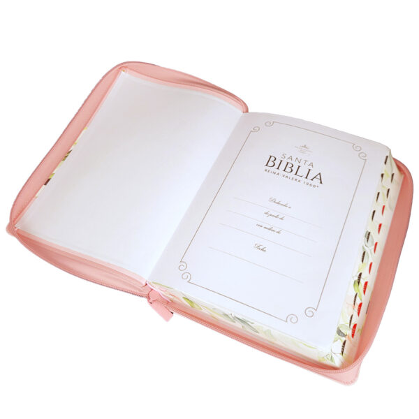Biblia RVR 1960 Letra Gigante 15 pts Flor Rosa con cierre /índice - Image 2