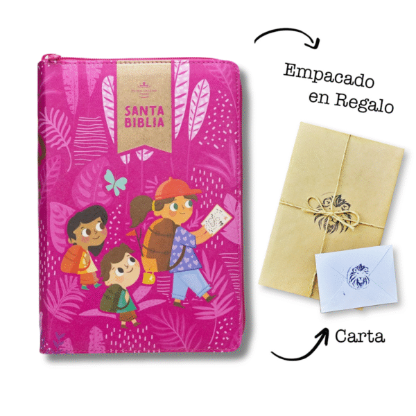 Biblia Interactiva para niñas RVR60 Letra Grande 12 pts Rosa Cierre
