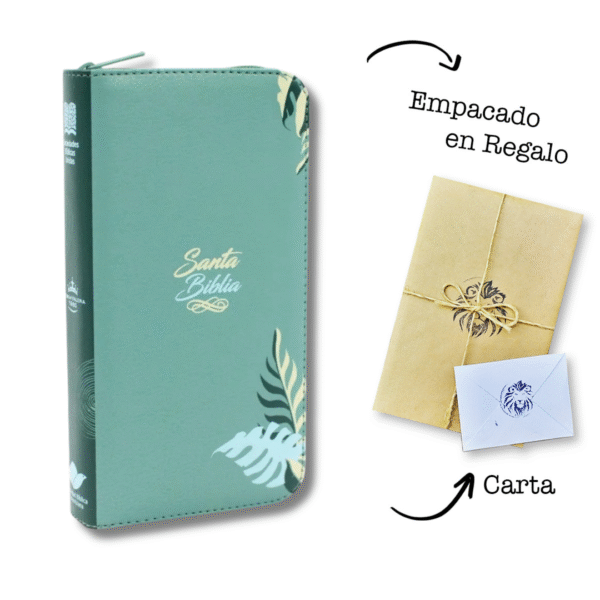 Biblia tipo chequera RVR60 verde índice cierre