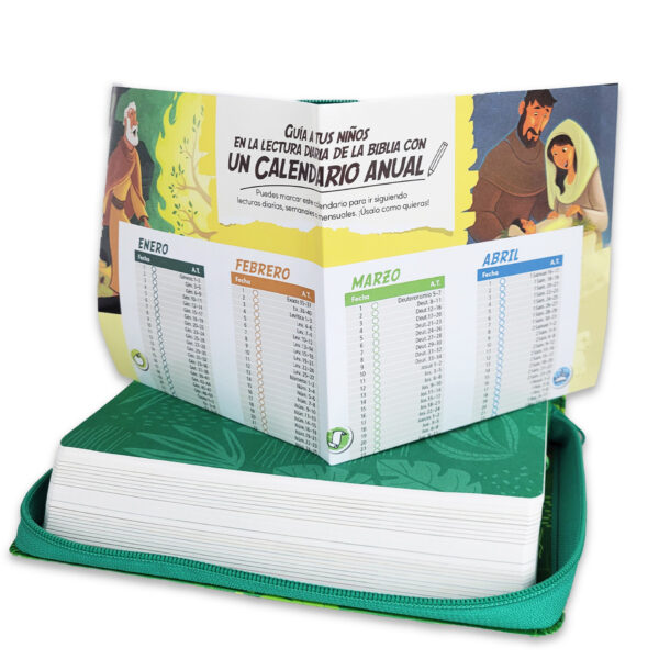 Biblia Interactiva para niños RVR60 Letra Grande 12 pts Verde Cierre - Image 5