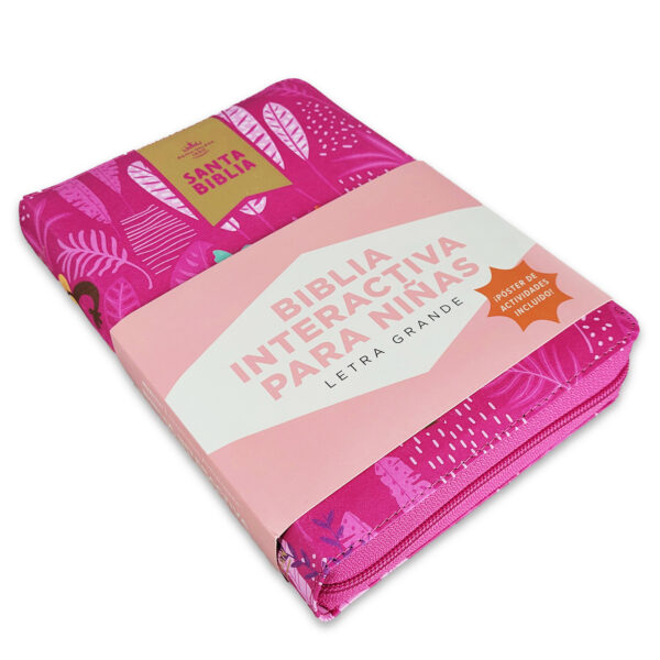 Biblia Interactiva para niñas RVR60 Letra Grande 12 pts Rosa Cierre - Image 2