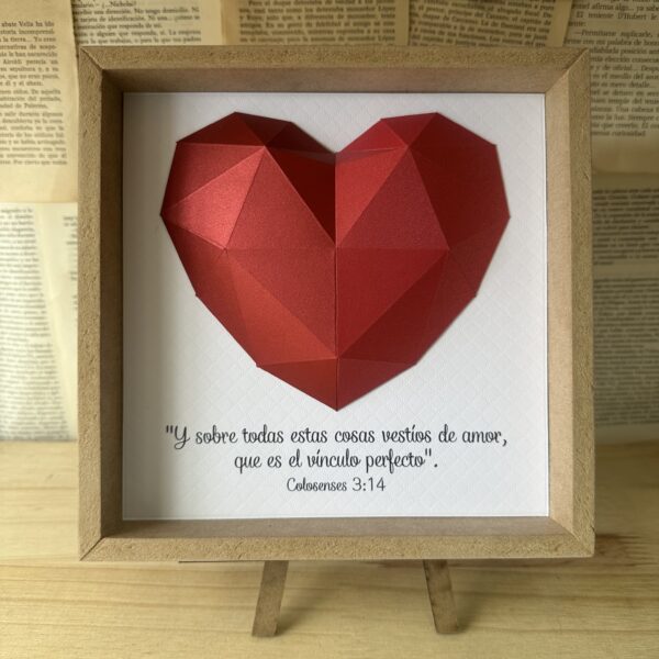 Cuadro Origami Corazón Rojo + Caballete