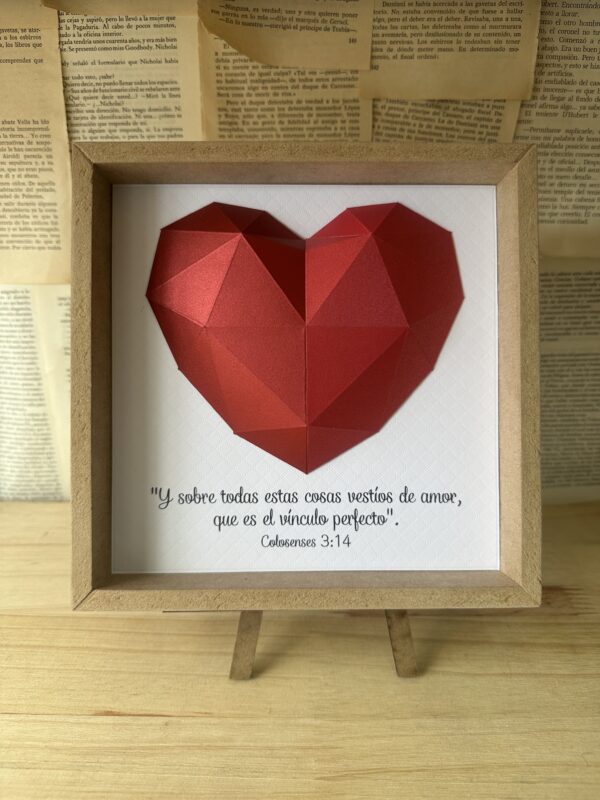 Cuadro Origami Corazón Rojo + Caballete