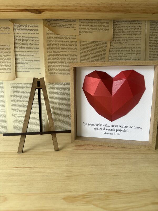 Cuadro Origami Corazón Rojo + Caballete - Image 3