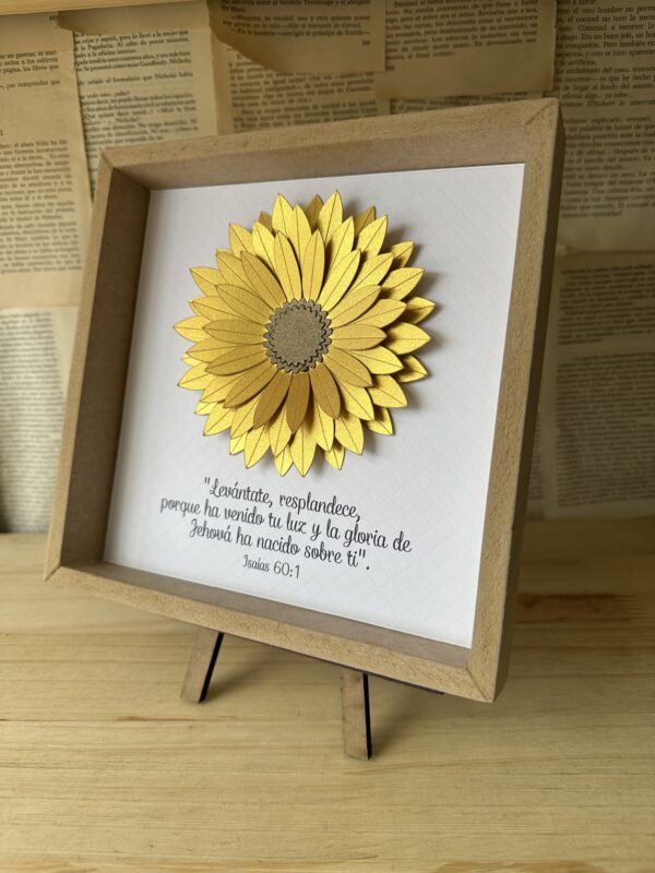 Cuadro Origami Girasol + Caballete