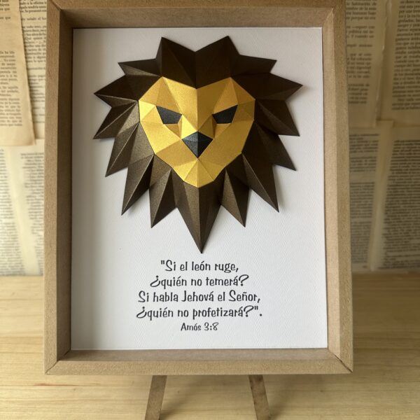 Cuadro Origami León + Caballete
