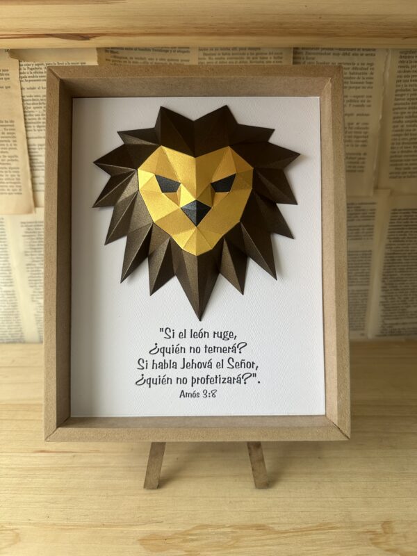 Cuadro Origami León + Caballete