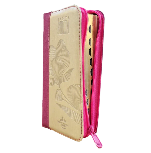 Biblia RVR60 tipo chequera Magenta Beige índice cierre - Image 5