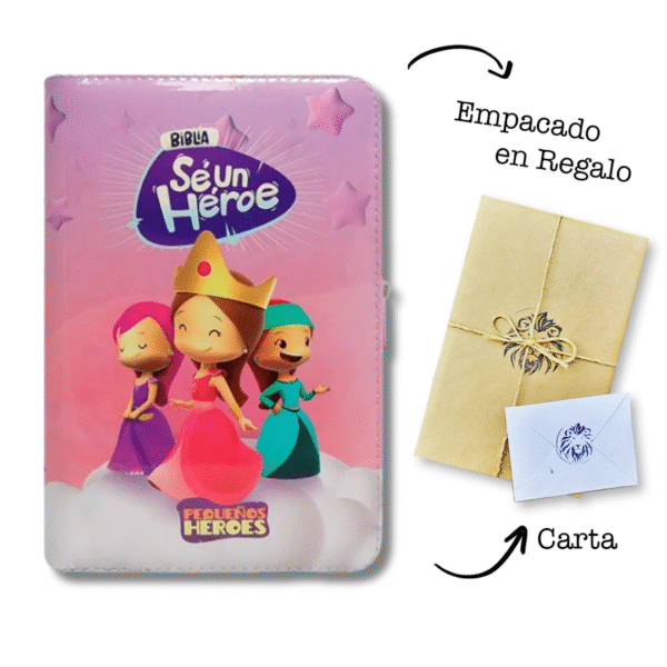 Biblia Sé Un Héroe Niña Letra Grande TLA Rosada Cierre