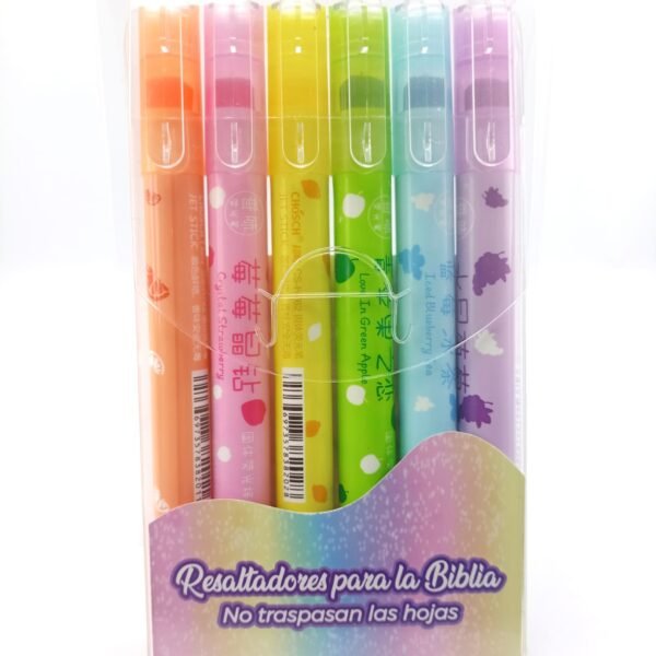 Caja Resaltadores Para La Biblia / 6 Colores Pastel / Marcadores Tipo Sera
