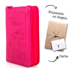 Biblia Mini Bolsillo Imitacion piel con Cierre Fucsia Rvr 1960