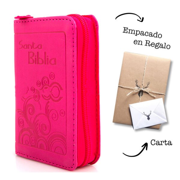 Biblia Mini Bolsillo Imitacion piel con Cierre Fucsia Rvr 1960