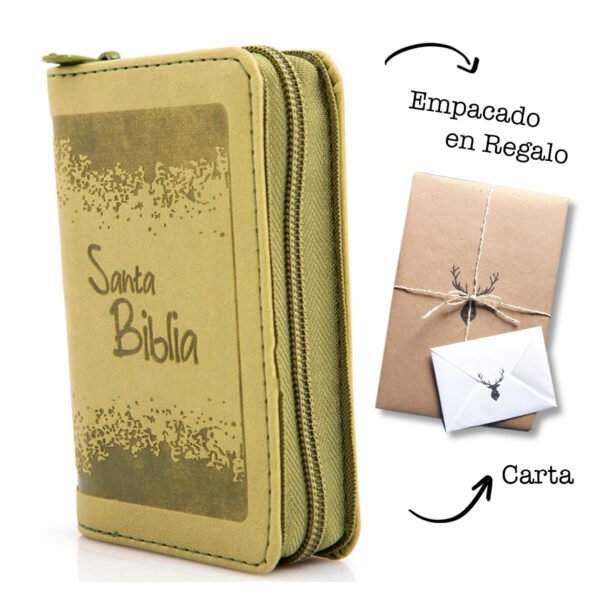 Biblia Mini Bolsillo Imitacion piel con Cierre Verde Rvr 1960
