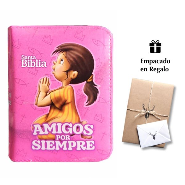 Biblia Amigos por Siempre RVR1960 Tapa Charol Rosado Compacta