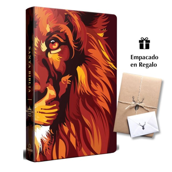 Biblia RVR 1960 letra grande tamaño manual, TD León de Judá marrón (Edición cantos pintados)