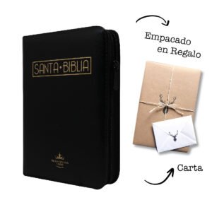Biblia Negro Mediana Con Cierre Acolchada Canto Dorado con índice Rvr 1960