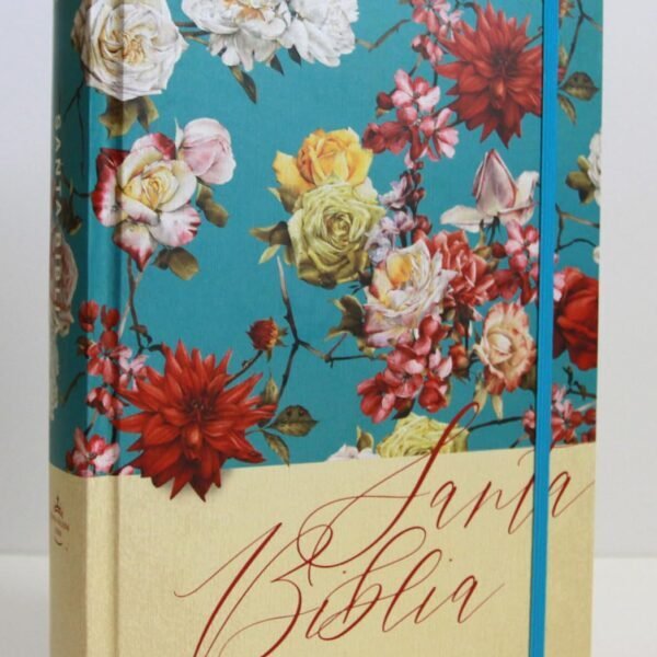 Biblia de Apuntes RVR 1960 Tapa dura Azul celeste con flores