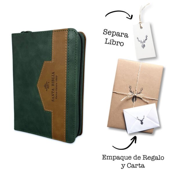 Biblia RV1960 de Bolsillo Piel Verde Cierre índice