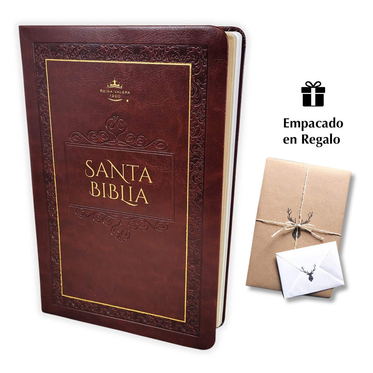 Biblia RVR60 Marron Elegante Canto Dorado Premios Y Regalos