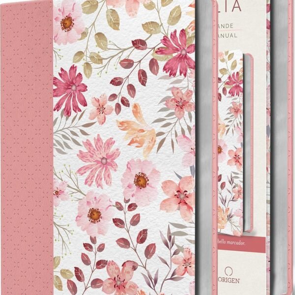 Biblia RVR/60 Rosada Con Flores Letra grande Tamaño Manual