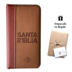 Biblia Reina Valera 1960 Tipo Agenda Café para Hombres – Chequera – Canto Dorado QR