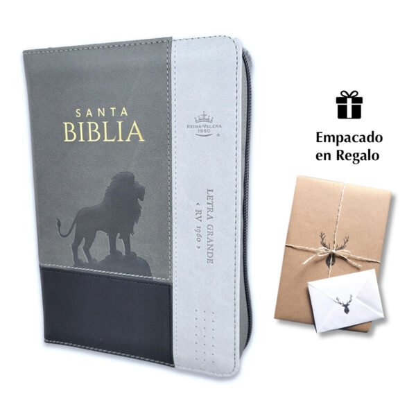Biblia RVR Portàtil Letra Grande 12 pts – León piel índice cierre