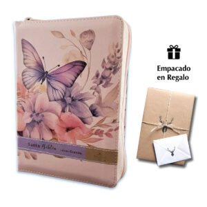 Biblia RVR60 Portátil Letra Grande 12 pts Flores Rosa índice cierre