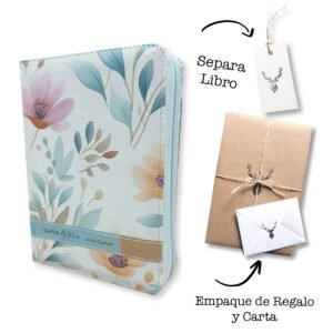 Biblia RVR Letra Grande 12 pts Portátil Flores Piel Cierre índice