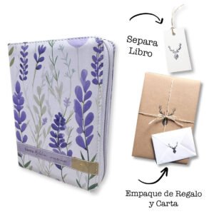 Biblia RVR 1960 Portátil Letra Grande 12 pts Floral Lavanda Cierre