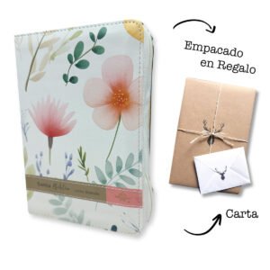 Biblia RVR letra grande 12 pts Piel Floral pastel índice cierre