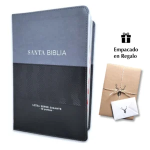 Biblia RVR60 Letra Súper Gigante 19 puntos i/piel Geométrico Negro/Gris con índice