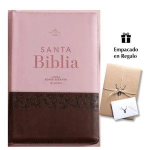 Biblia Rvr60 Letra Gigante 19 puntos Café/Rosa con Mariposas