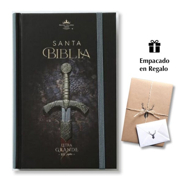 Biblia RVR60 Tamaño manual Letra Grande 12 puntos Tapa dura con elástico Espada
