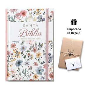 Biblia RVR60 Tamaño manual Letra Grande 12 puntos Tapa dura con elástico Primavera Blanca