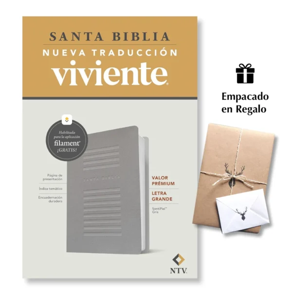 Biblia NTV Gris Letra Grande – Valor Premium Filament