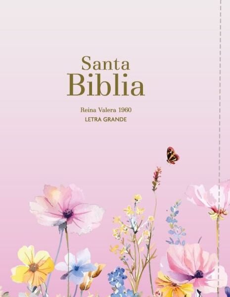 Biblia RVR 1960 Compacta Letra Grande 11 puntos Símil Piel Rosa Flores con Cierre y Índice